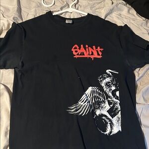 Gildan Black Tee with Red and White Graphic